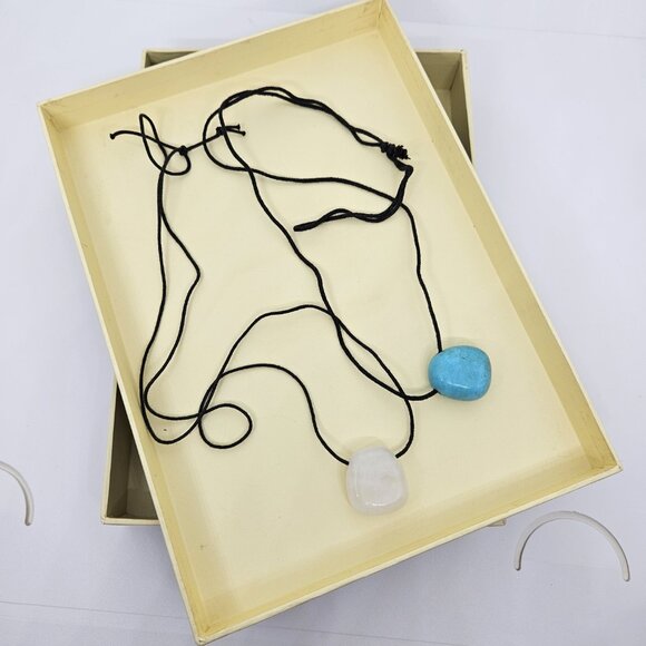 BOHO White and Turquoise Colored Pendants - Set of 2 - Picture 3 of 5